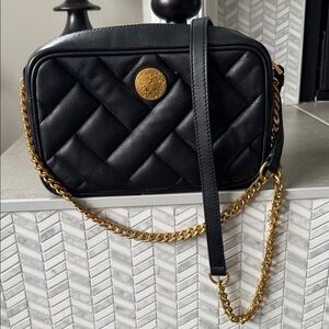 Vince Camuto Kisho  Black Quilted Crossbody Bag Purse with Gold Accents!